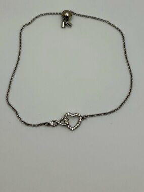 swarovski crystal Hyperbola Infinity heart bracelet, Rhodium plated